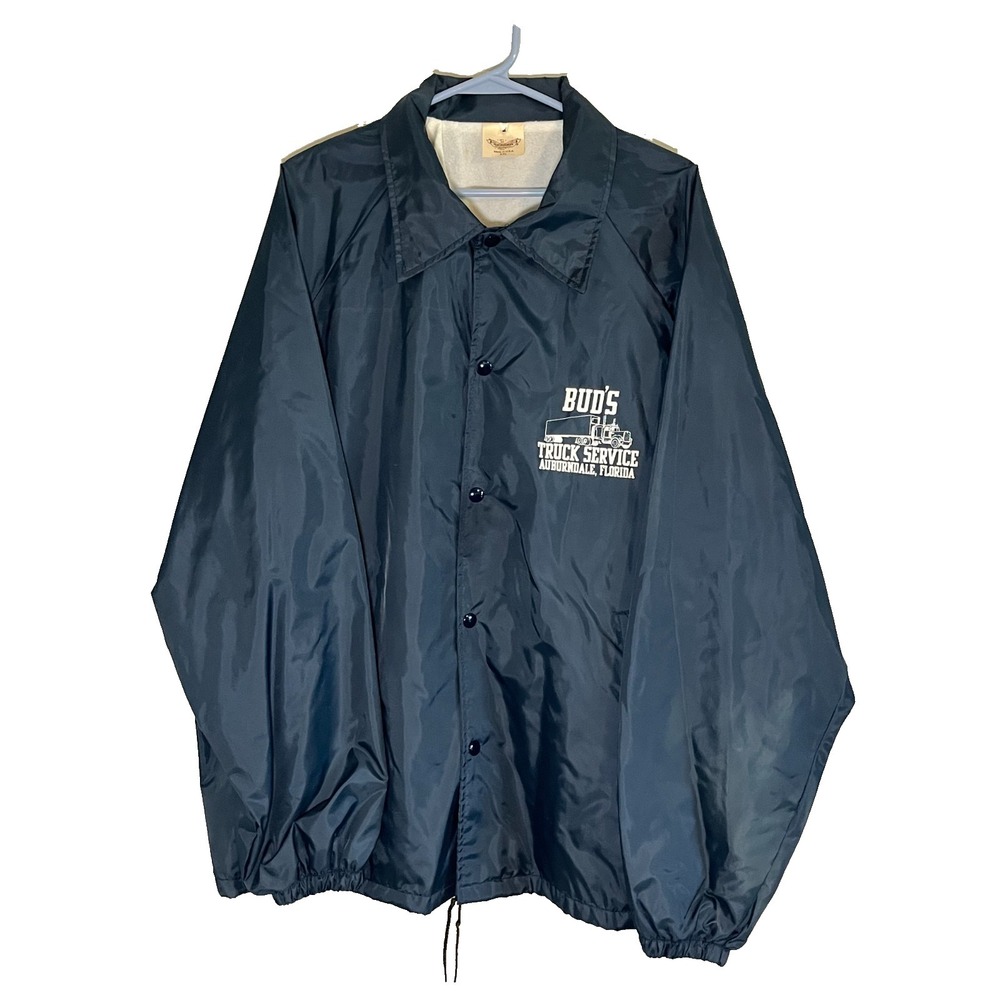 Vintage Snap‎ Trucking Jacket Blue 2XL Windbreaker 1980s Retro